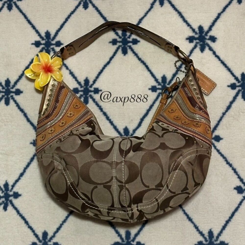 Coach Vintage Y2K Mia SoHo Signature Studded Hobo Shoulder Bag Purse 2006 10483